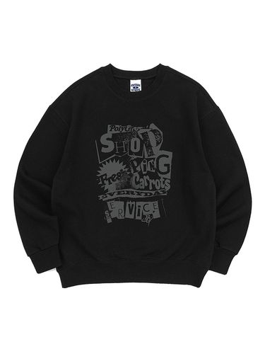 Vintage Loose Fit Cotton Blend Sweatshirt [Black] - POLYGRAM - Modalova