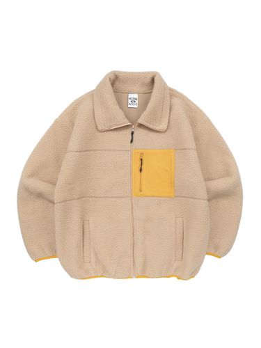 High Neck Boa Fleece Jacket [Beige] - POLYGRAM - Modalova