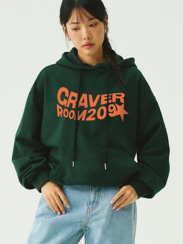 Unisex Wave Star Logo Cotton Polyester Hoodie [GREEN] - GRAVER - Modalova