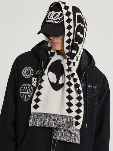 Reversible logo knit muffler black - HOODHOOD - Modalova