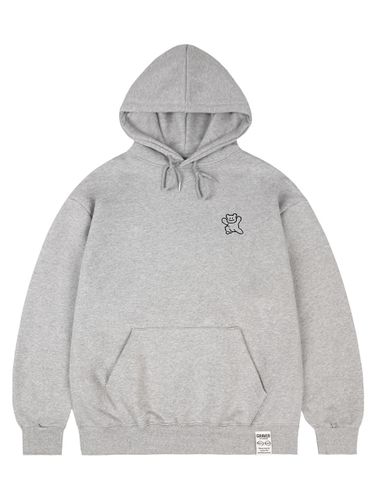 Unisex Cotton-Polyester Bear Embroidered Hoodie [Grey] - GRAVER - Modalova