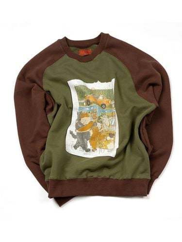 Hand-drawn Comic French Terry Cotton Sweatshirt [GREEN] - IOEDLE - Modalova