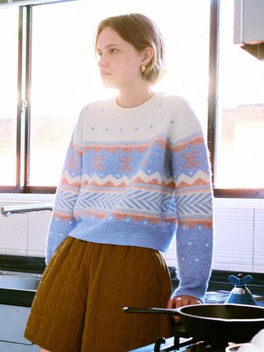 Jacquard Alpaca Cropped Pullover (NEK4WPB33) - on&on - Modalova