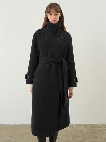 High-neck Belted Wool Relaxed Fit Coat [Black] (NEW4WHB25_10) - on&on - Modalova