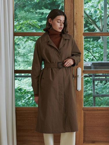 Double-Breasted Water-Resistant Trench Coat [BROWN] - FIBRENO - Modalova