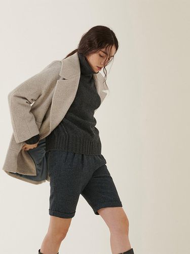 Oversized Half Coat_Buckle Light Gray - FIBRENO - Modalova