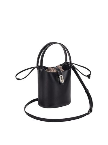 Double Handle Leather Drawstring Basket Small Handbag - vunque - Modalova