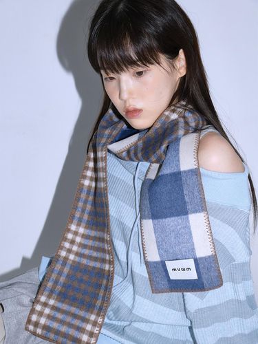 Reversible Checkered Premium Wool Muffler [] - muwm - Modalova