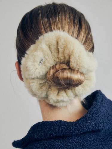 Wide Wool Blend Eco-Fur Scrunchie [] - mellotory - Modalova