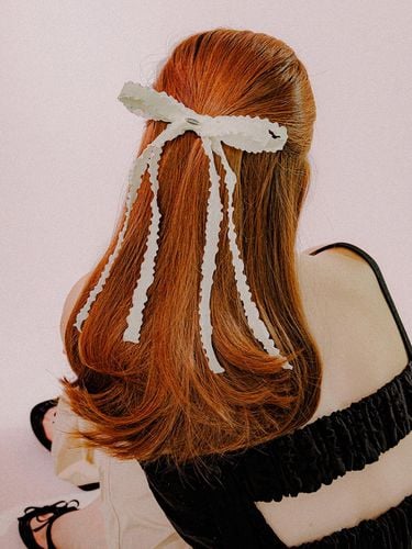 Double Layered Ruffle Ribbon Hair Pin [] - mellotory - Modalova