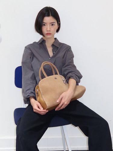 Premium Leather Oversized Tote Bag [BROWN] - Le abonne - Modalova