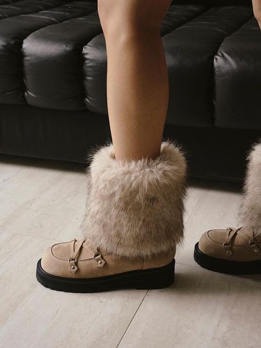 Two-tone Nubuck Leather Eco-fur Ankle Boots - TWVP - Modalova