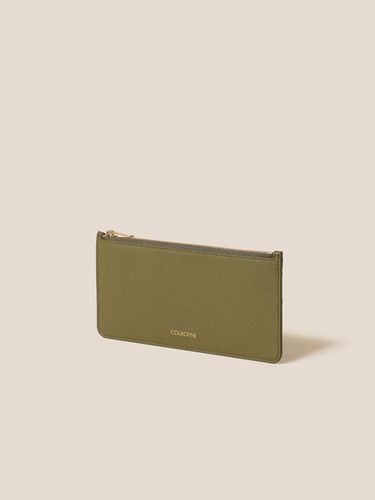 Embossed Leather Slim Flat Long Wallet [Khaki] (RCWDX24612KHX) - COURONNE - Modalova