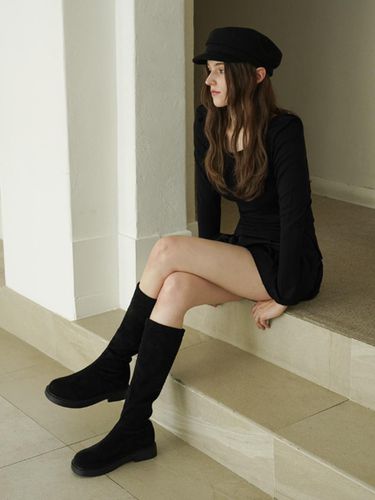 Stretch Suede Fleece-Lined Long Boots (BLSDR4g847) - CHAAKAN - Modalova