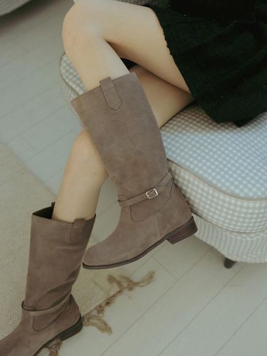 Ljh7087 classic belted long boots _ 2colors - fri fla - Modalova