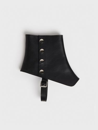 Vintage Italian Leather Ankle Spats [Black] - pieton - Modalova