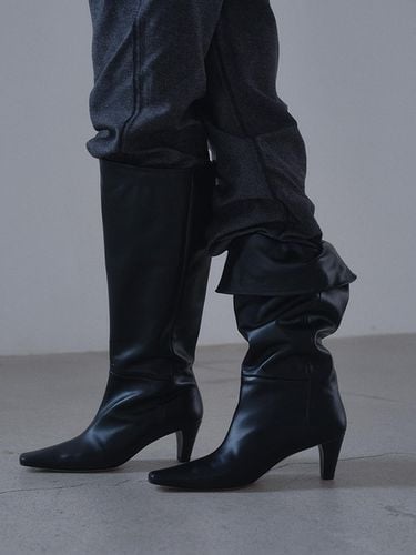 Leather Handcrafted Flexi Boots [Black] - pieton - Modalova