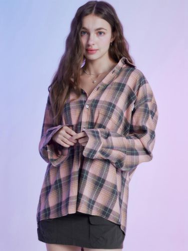 Relaxed Fit Check Shirt [Pink] - MOONFAIRY - Modalova