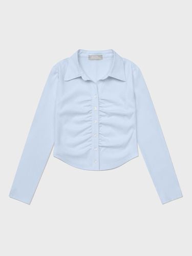 Shirring Cropped Lightweight Shirt [Blue] - MOONFAIRY - Modalova