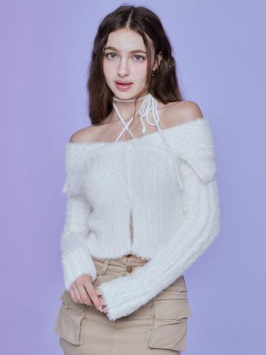 Off-Shoulder Nylon Cardigan [White] - MOONFAIRY - Modalova