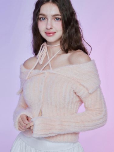 Off-Shoulder Nylon Cardigan [Pink] - MOONFAIRY - Modalova