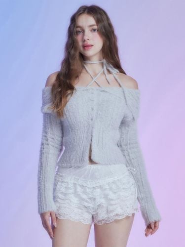 Off-Shoulder Nylon Cardigan [Gray] - MOONFAIRY - Modalova