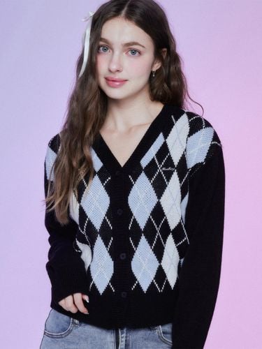 MF_PALE_ARGYLE_CARDIGAN BLACK - MOONFAIRY - Modalova