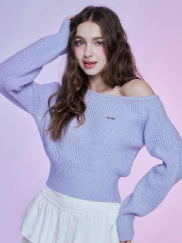 One Shoulder Cropped Knit [Blue] - MOONFAIRY - Modalova