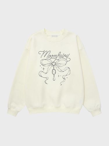 Cotton Free-Size Ribbon Sweatshirt [Cream] - MOONFAIRY - Modalova