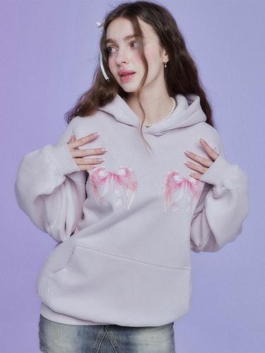 Cotton Angel Ribbon Relaxed Fit Hoodie [Pink] - MOONFAIRY - Modalova