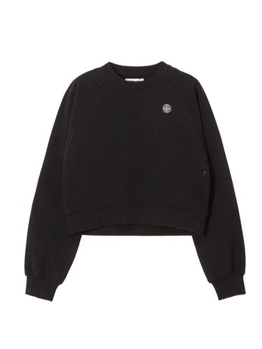 Cotton-Polyester Cropped Crew Neck Top [Black] (3111) - PAN AM - Modalova