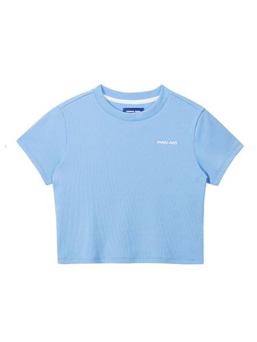 Ribbed Crop Short-Sleeve T-shirt [Blue] (1193) - PAN AM - Modalova