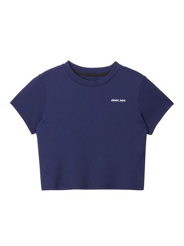 Ribbed Crop Short-Sleeve T-shirt [Blueberry] (1193) - PAN AM - Modalova