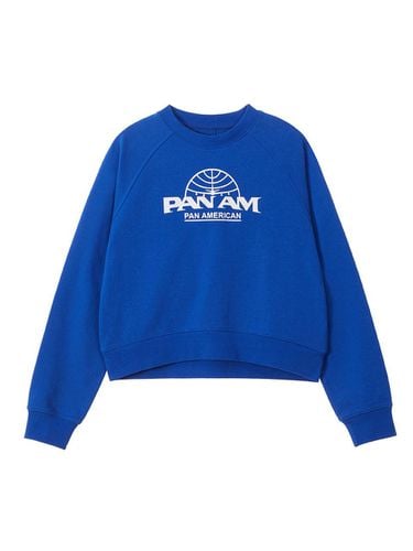 Logo Print Cropped Cotton-Polyester Sweatshirt [Blue] (3174) - PAN AM - Modalova