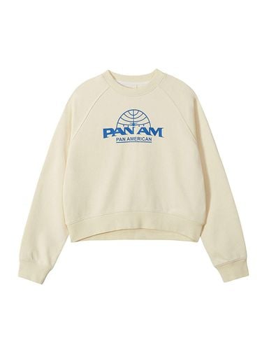 Logo Print Crop Sweatshirt [Yellow] (3174) - PAN AM - Modalova