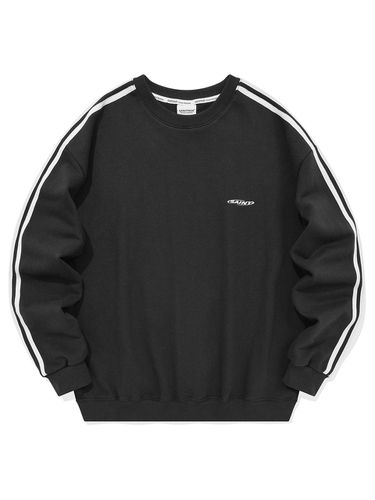 Oversized Circle Logo Stripe Sweatshirt [Black] - SAINTPAIN - Modalova