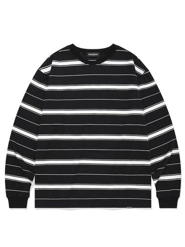 Alternate Stripe Oversized Long Sleeve Shirt [Black] - SAINTPAIN - Modalova