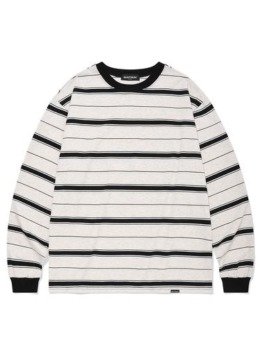 Alternative Stripe Cotton Long Sleeve Shirt [Beige] - SAINTPAIN - Modalova