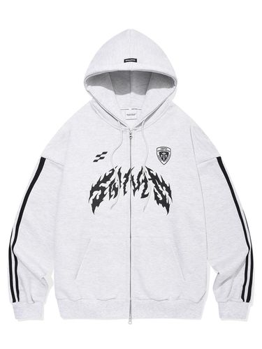 Metal Track Hood Zip Up Jersey Hoodie [Ash Melange] - SAINTPAIN - Modalova