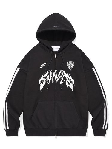 Metal Track Oversized Double Zip Hoodie [Black] - SAINTPAIN - Modalova