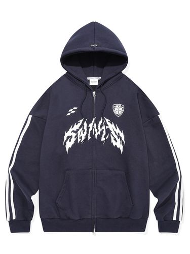 Metal Track Hood Zip Up Jacket [Navy] - SAINTPAIN - Modalova