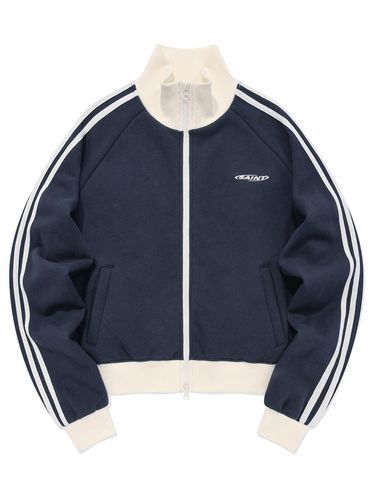 Circle Logo Stripe Relaxed Fit Track Jacket [Navy] - SAINTPAIN - Modalova