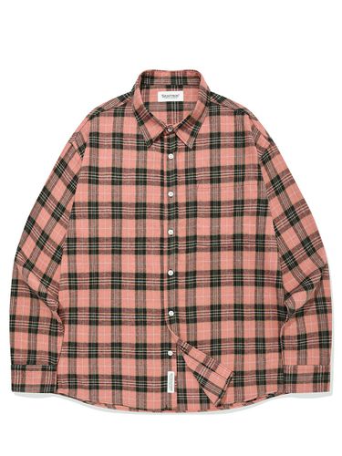 Pocket Tartan Check Oversized Shirt [Pink] - SAINTPAIN - Modalova