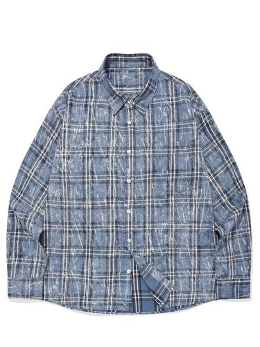 SP OVER DYED CHECKED OVERFIT SHIRT - BLUE - SAINTPAIN - Modalova