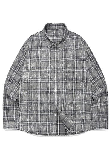 Over-Dyed Checked Overfit Shirt [Grey] - SAINTPAIN - Modalova