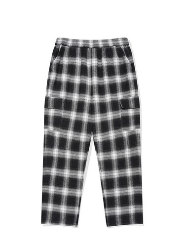 Flannel Checked Wide Cargo Pants [Black] - SAINTPAIN - Modalova