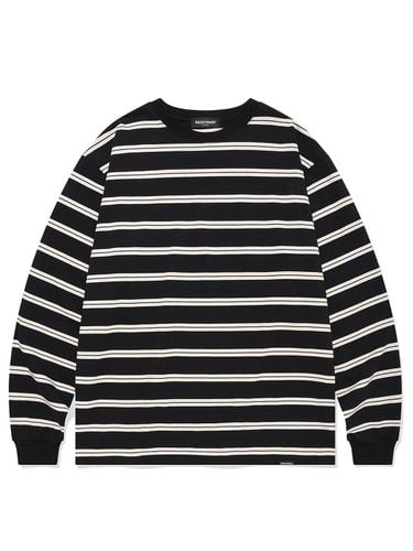 Double Bar Stripe Long Sleeve Jersey Top [Black] - SAINTPAIN - Modalova