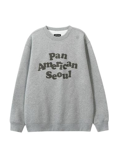 City Embroidered Fleece-Lined Overfit Sweatshirt [Melange Grey] (3142) - PAN AM - Modalova