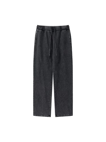 Pigment Washed Wide Leg Jogger Sweatpants [Black] - SAINTPAIN - Modalova