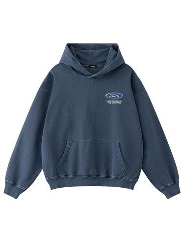 Pigment Washed Oversized Emblem Hoodie [Navy] - SAINTPAIN - Modalova